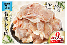 定期便 肉 鶏肉 3回定期便 若鶏もも身11〜12パック 計3kg [九州児湯フーズ 宮崎県 美郷町 31aj0035] 冷凍 小分け 個包装  鶏もも肉 もも肉 モモ肉
