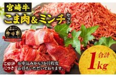 宮崎牛 こま肉・ミンチセット1kg | 牛肉 肉 お肉 精肉 ミンチ 挽肉 精肉セット セット 詰め合わせ 国産牛 黒毛和牛 和牛 ブランド牛 贈答 贈り物 ギフト グルメ お取り寄せ 炒め物 料理 アレンジ 牛丼 野菜炒め メンチカツ コロッケ 普段使い BBQ 宮崎県 高千穂町 |_Tk024-019