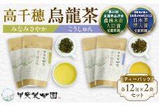 【国産烏龍茶】高千穂烏龍（ティーパック）2種4袋セット みなみさやか12包×2袋＆こうしゅん12包×2袋 国産 烏龍茶 お茶 みなみさやか こうしゅん 茶葉 飲み物 ティータイム さわやかな やさしい セット 宮崎県 高千穂町 _Tk025-005
