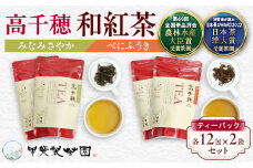 【和紅茶】高千穂紅茶（ティーパック）2種4袋セット 48包入 みなみさやか12包×2袋＆べにふうき12包×2袋 国産 紅茶 お茶 みなみさやか べにふうき 茶葉 和紅茶 飲み物 ティータイム さっぱり フルーティーな香り まろやか セット 宮崎県 高千穂町 _Tk025-003