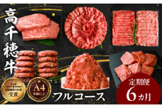宮崎県産黒毛和牛A4等級以上 高千穂牛フルコース（6ヶ月定期便）| 牛肉 肉 お肉 精肉 定期便 サーロイン ステーキ 焼肉 BBQ ロース カルビ こま肉 小間切れ モモ ハンバーグ しゃぶしゃぶ すき焼き すきしゃぶ 薄切り スライス 国産 セット 詰め合わせ パーティー アウトドア キャンプ グランピング お祝い ギフト プレゼント  |_Tk002-t054