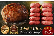 【3回定期便】 高千穂牛100％ハンバーグ定期便(2か月ごとに1回お届け)| 高千穂牛 牛肉 肉 お肉 定期便 定期 国産牛 ブランド牛 黒毛和牛 和牛 ハンバーグ 国産 贈答 贈り物 簡単調理 おかず 普段使い |_Tk002-t084
