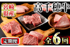 ＜定期便・6回(連続)＞高千穂牛・定期便(6ヶ月)国産 宮崎県産 宮崎牛 牛肉 イチボ ランプ モモ サーロイン ステーキ A4 和牛【MT008】【JAみやざき 高千穂牛ミートセンター】