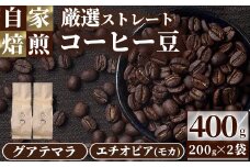  自家焙煎コーヒー豆　厳選ストレート2種400g（グアテマラ200g・エチオピア200g）珈琲 飲料 ドリンク アウトドア キャンプ おうち時間【BC001】【Backrest Coffee】