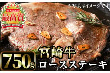 宮崎牛ロースステーキ(750g・3枚) 国産 宮崎県産 宮崎牛 牛肉 ステーキ A4 和牛 ブランド牛 ロース 【MI045】【(株)ミヤチク宮崎加工センター】