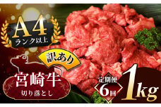 【定期便6回】人気 牛肉  ! A4 - A5 宮崎牛 切り落とし 訳あり 1kg | 小分け 500g × 2 宮崎牛 切り落とし 部位不問 脂身 黒毛和牛 牛肉 肉 にく お肉 スライス 切り落とし 国産 ブランド牛 カレー 牛丼 切り落とし 野菜炒め  宮崎県 五ヶ瀬町 切り落とし 切り落とし
