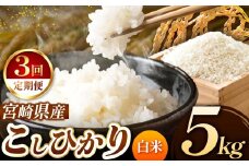 【 定期便３回 】令和7年産 こしひかり 5kg （ 白米 ） 宮崎県産 | 米 こめ お米 おこめ 精米 白米 宮崎県 五ヶ瀬町