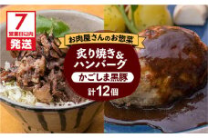 【7営業日以内に発送】【岩元精肉店】かごしま黒豚炙り焼き＆かごしま黒豚ハンバーグセット　K045-002