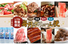 【全10回・数量限定】うなぎ・黒豚・和牛・名水「毎月ボリューム便」　K086-T03