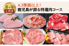 【6ヶ月定期便】A3等級以上！鹿児島が誇る特選肉コース　K000-T02