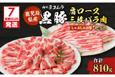 【7営業日以内に発送】【肉のヨコムラ】鹿児島県産 黒豚肩ロース・三枚バラ肉セット（しゃぶしゃぶ用）　K189-002