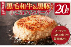【肉旅】鹿児島県産黒毛和牛＆黒豚入り手ごねハンバーグ20個入　K235-001_03