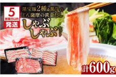 【5営業日以内に発送】黒宝豚2種＆黒牛のどん薩摩の黄金だししゃぶしゃぶセット　計600g　K227-004_01