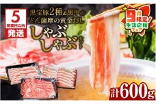 【 期間限定 生活応援 】【5営業日以内に発送】黒宝豚2種＆黒牛のどん薩摩の黄金だししゃぶしゃぶセット　計600g　K227-004_01_cp