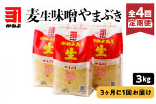 【4回定期便＜3ヶ月に1回お届け＞】「かねよみそしょうゆ」麦生味噌やまぶき3kg　K058-T02