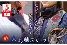 【5営業日以内に発送】大島紬スカーフ（赤）　K275-003_01