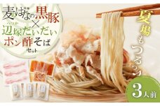 麦のはなの黒豚×辺塚だいだいポン酢そばセット【3人前】　K071-008