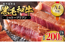 【 期間限定 】713-2 鹿児島産 黒毛和牛 A4等級 シャトーブリアン 2枚入 合計200g　KN021-019-01