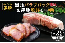 1453 鹿児島黒豚 バラブロック1.6kg＋黒豚焼豚200g×2個　KN038-018