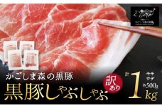 1564 【訳あり】希少「かごしま森の黒豚」黒豚しゃぶしゃぶ1kg【小分け】　KN004-007