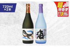 【超特急便】1792 人気焼酎！海&くじらのボトル720mlセット（合計2本）　KN043-001-02