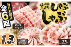 1912-1 【6ヶ月定期便】鹿児島県産黒豚 しゃぶしゃぶセット（ロース・バラ・モモ）1.3kg　KN054-T03