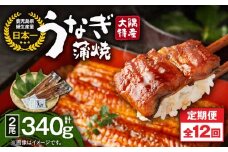 2481 【定期12回】大隅特産うなぎ蒲焼2尾（340g）【国産】　KN060-T05