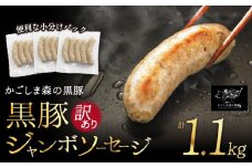 1566N 【のし対応】【訳あり】希少「かごしま森の黒豚」黒豚ジャンボソーセージ1.1kg【小分け】　KN004-009N