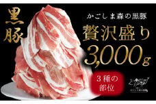 1340N 【のし対応】 「かごしま森の黒豚」3種盛り 3,000g　KN004-002N