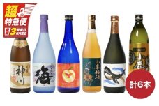 【超特急便】2861 【家族で飲み比べ】鹿児島本格芋焼酎・梅酒のお手軽な6本セット 大海酒造・小鹿酒造・神川酒造　KN031-006