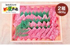 2881 A5ランク鹿児島産黒毛和牛バラカルビ焼肉木箱 800g 400g×2箱　KN010-005-02