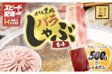【14営業日以内に発送】鹿児島県産黒豚しゃぶしゃぶセット しゃぶだし付 （黒豚バラ 250g×2P） 500g　KN054-008-03
