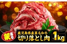 【訳あり】鹿児島県産 黒毛和牛 切り落とし肉 1kg（500g×2P）　KN050-042