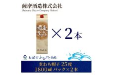 ＜熟成麦焼酎＞「麦わら帽子」25度 1800ml パック 2本 A8-54【1166654】