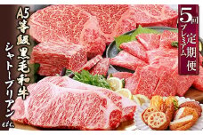 定期便(5回配送)A5等級黒毛和牛シャトーブリアン・サーロインステーキetc GG-0030_ 肉 お肉 牛肉 鹿児島県産 切り落とし 赤身 ブロック 焼肉 しゃぶしゃぶ すき焼き すきやき さつま揚げ 人気 【1166762】
