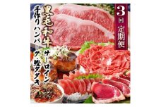 定期便(3回配送)枕崎お楽しみ便(黒毛和牛・かつおetc) LL-6008_ 定期便 黒毛和牛 かつお 鰹 黒豚 さつまあげ 鹿児島県 枕崎 人気 おすすめ 送料無料 ハンバーグ ステーキ 【1462817】