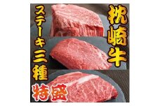 枕崎お魚センター ＜枕崎牛・特盛＞ 3種ステーキ 食べ比べ サーロイン ヒレ ランプ G5-4【1460098】