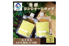 ＜毎月定期便＞ジンジャーシロップ(150g×3個)＜優しい甘さの生姜シロップ＞全6回FF-6031【4050213】