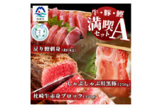 ＜のし付き・お中元＞＜牛・豚・鰹＞満喫セットA 枕崎牛・黒豚しゃぶ・枕崎産戻り鰹刺し身E0-16C【1511634】