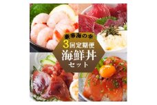 ZIP!で紹介!定期便3回配送　海鮮丼セット 天然タカエビ・鰹・まぐろ・山かけ丼　OO-0001【1532608】