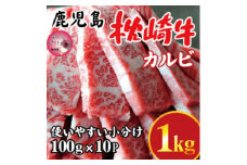 ＜母の日＞鹿児島 枕崎牛 ＜カルビ 1kg＞ 焼肉 国産和牛 小分け 10P　C0-63M【1600653】