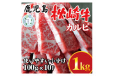 ＜のし付き・お中元＞鹿児島 枕崎牛 ＜カルビ 1kg＞ 焼肉 国産和牛 小分け 10P　C0-63C【1633716】