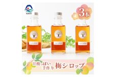 ＜お中元＞ふかざわ農園の梅シロップ 180ml×3瓶　手づくり シロップ 希釈用  A3-27C【1166384】