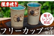 薩摩焼フリーカップ(2個・ペアセット)コップ カップ 食器 セット ペア 工芸品 伝統工芸 伝統工芸品 電子レンジ可 ギフト 贈答 プレゼント【わらべ工房】akn011-01