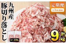 ＜選べるパック数・配送回数＞＜定期便・全3回＞豚肉ウデモモ切り落とし(計9kg・1パック250g) 小分け 国産 豚肉 豚小間 真空パック 家庭用 豚こま 定期便 スライス 冷凍配送 個包装 切り落し 切落し すき焼き しゃぶしゃぶ セット 詰め合わせ 数量限定【三九】akn006-13