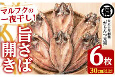 旨さば開き一夜干し(サイズ30cm以上×6枚)国産 サバ 鯖 干物 ひもの 魚介 乾物 おかず おつまみ【マルフク川畑水産】akn029-10