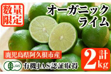 ＜先行予約受付中！2025年9月以降発送予定＞数量限定！有機JAS オーガニックライム(計2kg) 国産 果実 果物 フルーツ 柑橘 デザート 期間限定 有機栽培 健康志向【中村農場】akn084-06