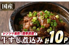 国産牛すじ煮込み(計10パック・200g×10パック) 牛 肉 牛すじ 煮込み 大容量 小分け 国産 ホルモン おかず 簡単調理 煮込み料理 湯煎 レンジ パック akn031-09