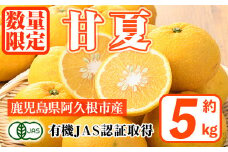 ＜先行予約受付中！2026年2月上旬以降発送予定＞数量限定！有機JAS 甘夏(約5kg) 国産 果実 果物 フルーツ 柑橘 デザート 期間限定 有機栽培【中村農場】akn084-01