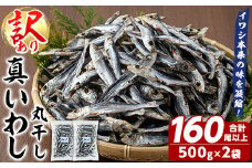 訳あり！真イワシ丸干し＜めざし＞(合計160尾以上・500g×2袋) 国産 鹿児島県産 阿久根市産 魚 魚介 水産 訳あり 訳アリ いわし 鰯 めざし マイワシ まいわし 真いわし 丸干し 丸干 チャック付き袋 【鈴木海産】akn091-02
